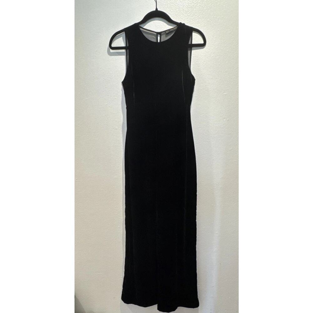 Zara Women’s Size Small Sheer Back Wide Leg Velvet Jumpsuit Glam Evening‎ Party